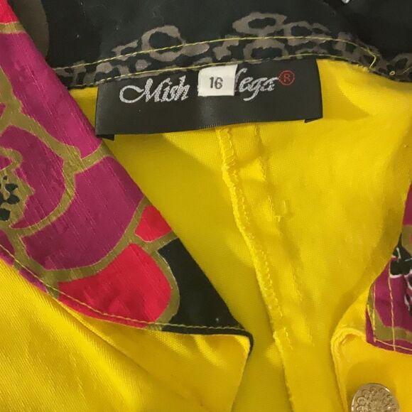 Mish Mega West African Fashion Yellow Collared Dress Button down Fit n Flare 16 - Picture 7 of 7